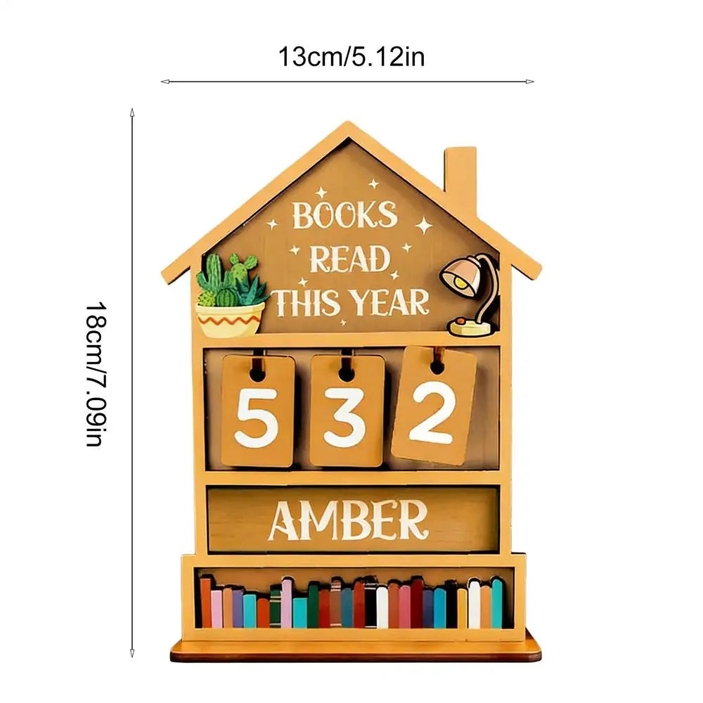 Books Read Tracker Manual Rustic Wooden Decorative Home Read Tracker Reading Sign Bookshelf Decor for Shelf Desk Table Display Oasis Select Yellow