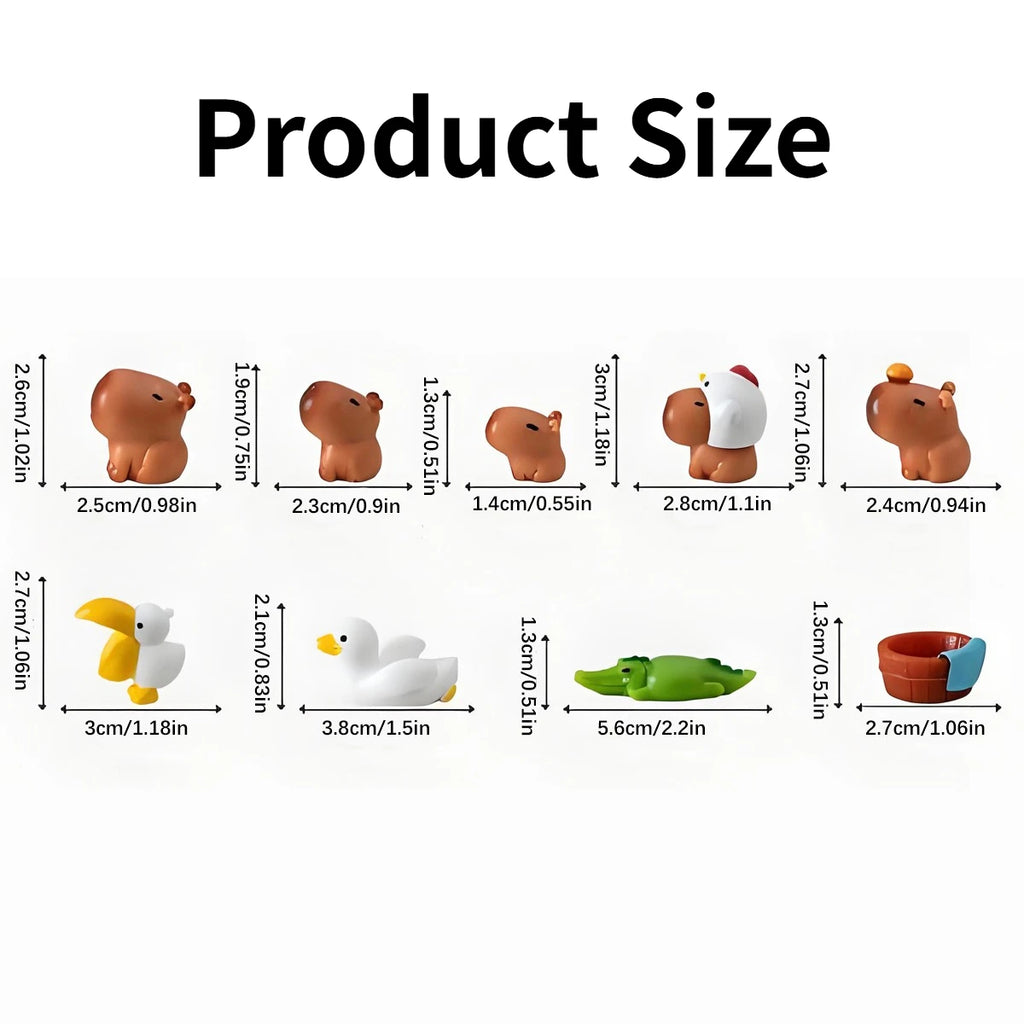 12/18 PCS Capybara Cake Topper Kawaii Car Dashboard Ornament Desk Decor Calming Animal Figurine for Console Shelf Office Oasis Select