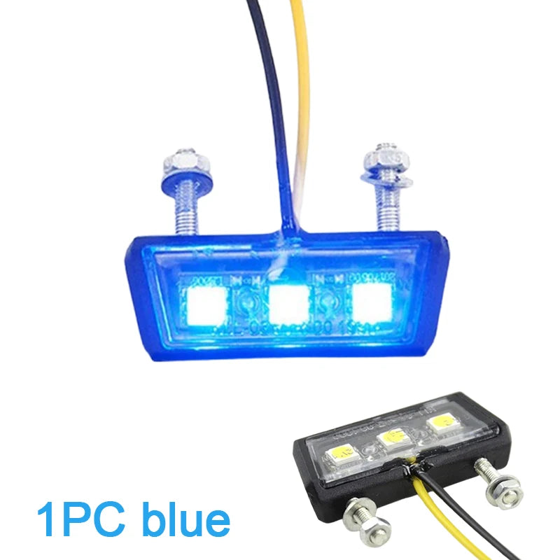 Waterproof 12V Universal Motorcycle License Plate LED Light Motorcycle License Light Rear Tail Lamp Indicators Motorbike Parts Oasis Select Blue