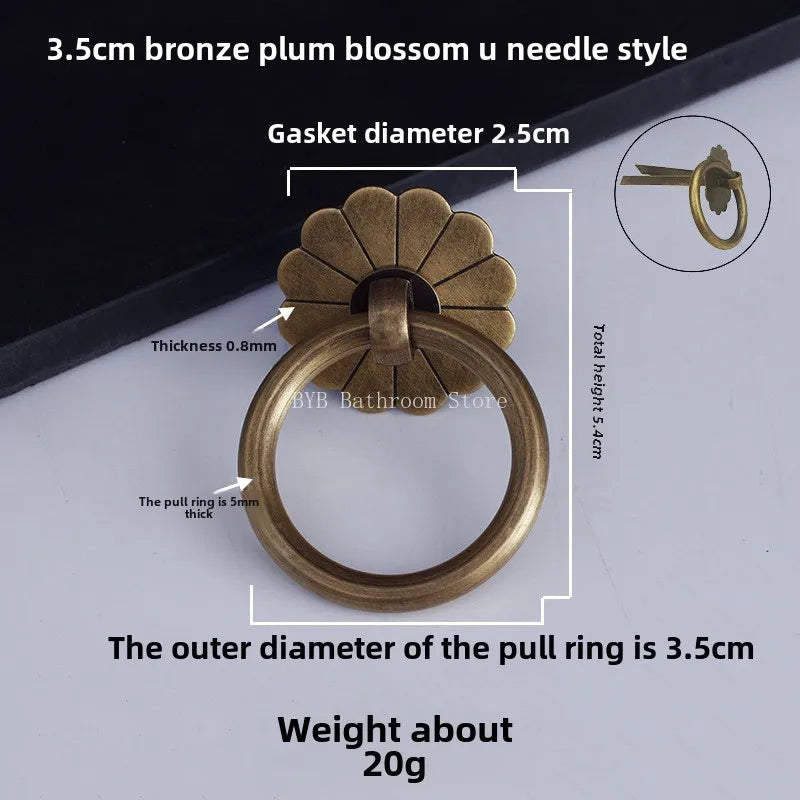 Antique Style Pure Brass Ring Pull for Cupboard Cabinet Drawer Rings Pulls Knob with Screws Vintage Furniture Hardware Oasis Select 3.5cm 2