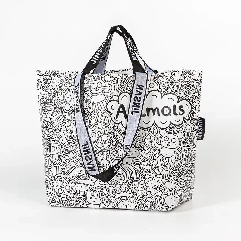 Large Waterproof Woven Shopping Bag | Foldable Colour Tote