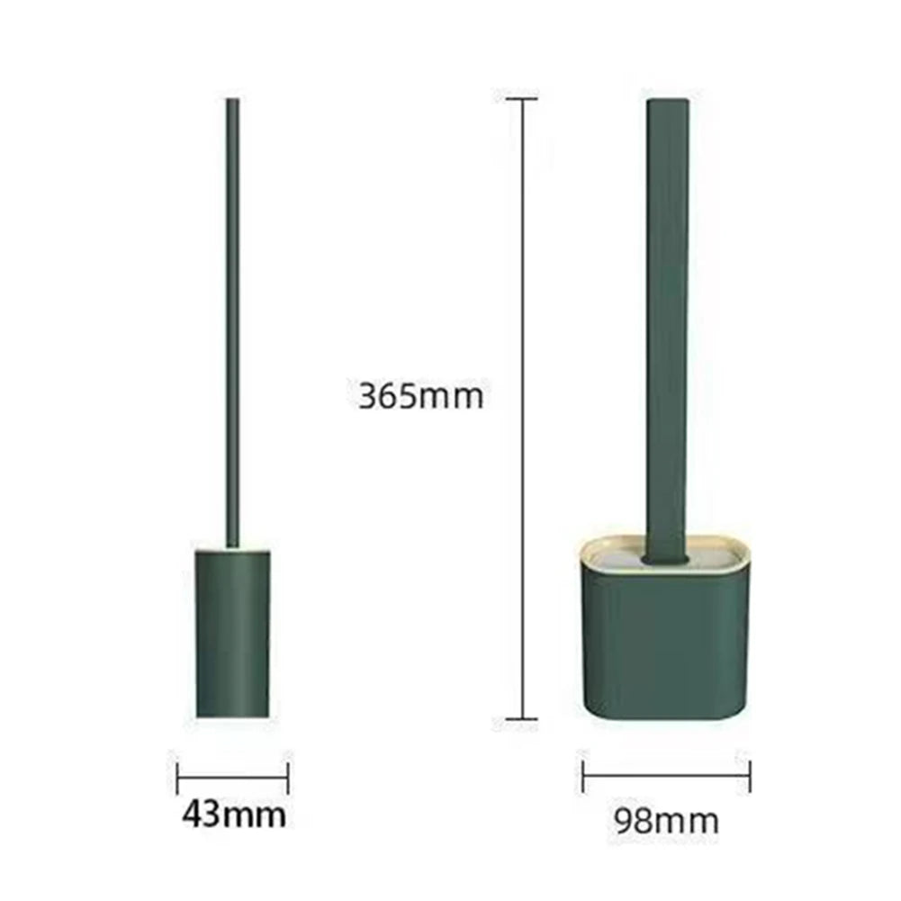 Silicone Toilet Brush & Holder Set – 360° Flexible Long Handle