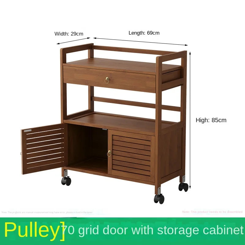 Tea cabinet, tea cabinet, sideboard, solid wood movable living room tea set cabinet, storage cabinet, shelving cabinet, storage Oasis Select 3-Wheel 70 F