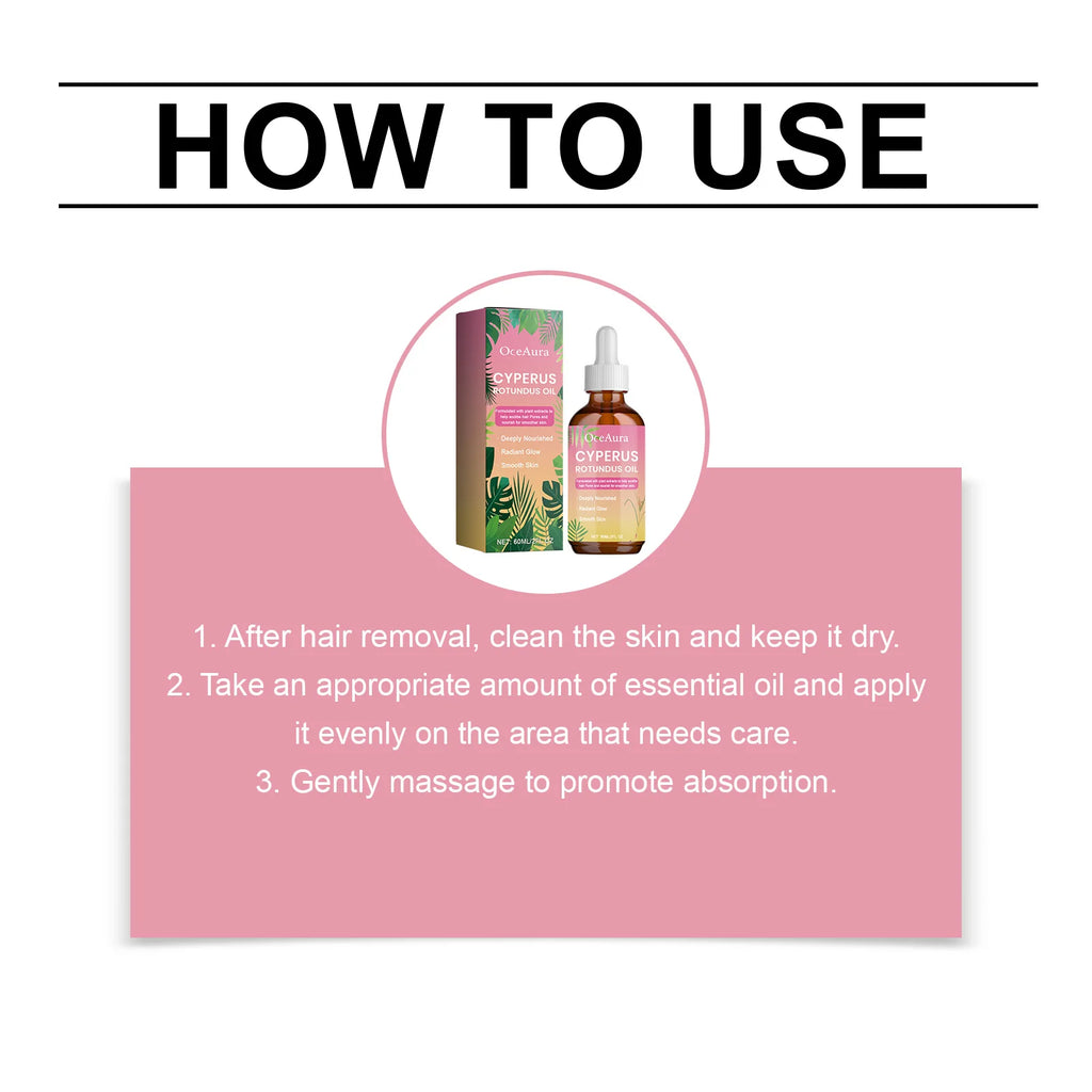OceAura Cyperus Oil Quick Gentle Hair Removal Essence Cares Cleanses the Entire Body Softening Skin Hair Removal Essence Oasis Select