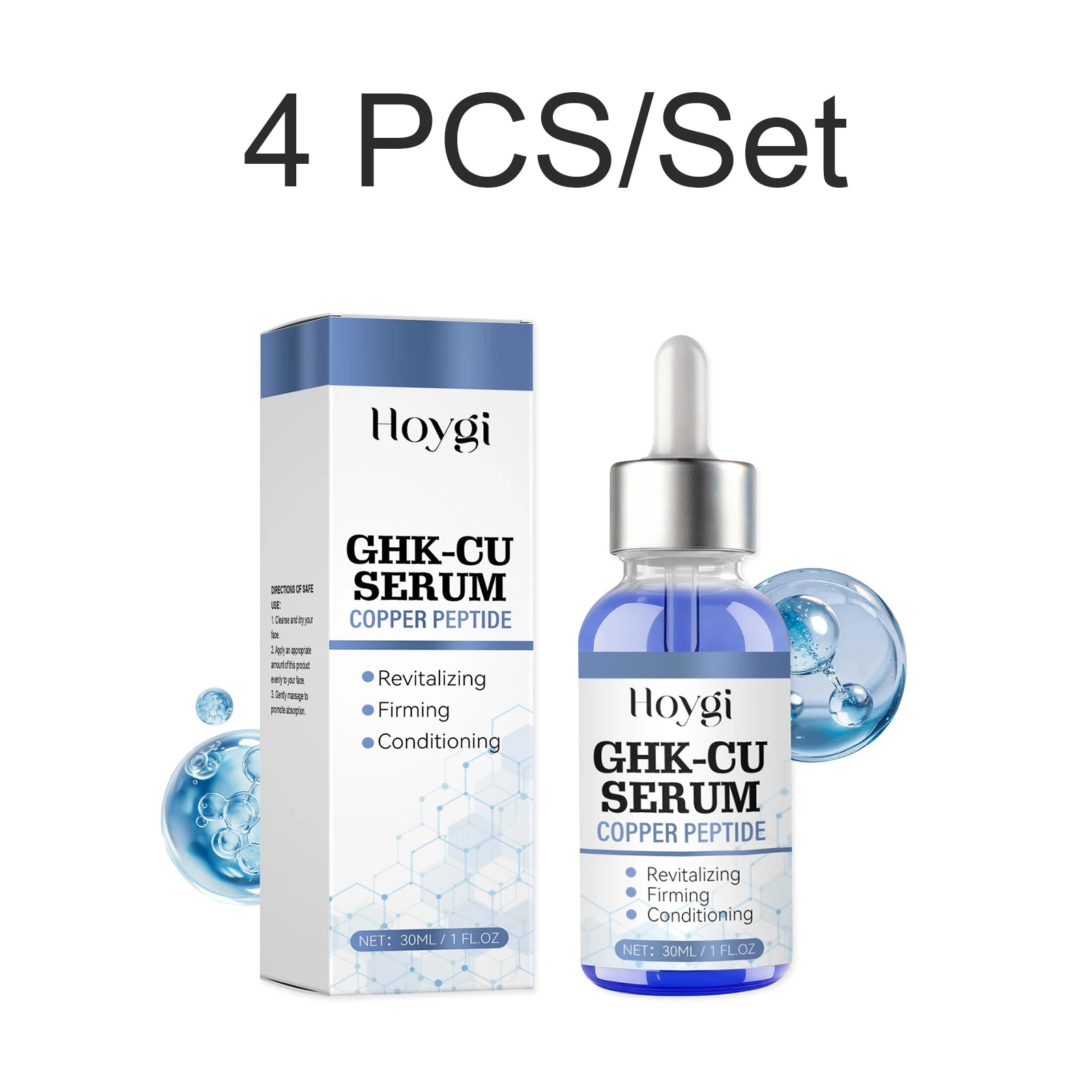 Copper Peptide Serum Face Serum Firming Lifting Supports Smoother Skin Pore Minimizing Hyaluronic Acid Brightening Hydrating 30m Oasis Select 4 PCS