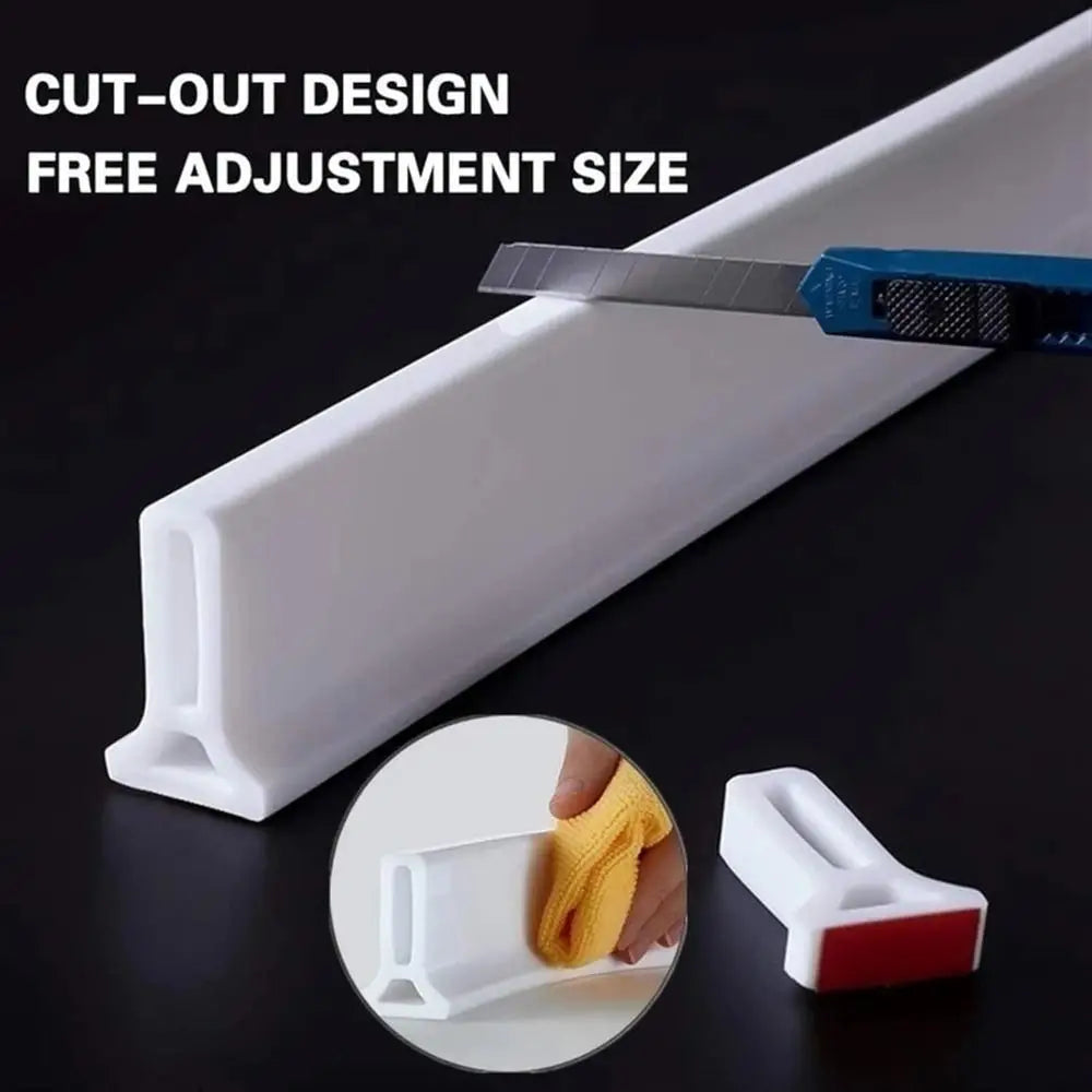 Collapsible Shower Water Dam Waterproof Dry and Wet Separation Water Barrier Strip Self Adhesive Shower Guards Bathroom Kitchen Oasis Select