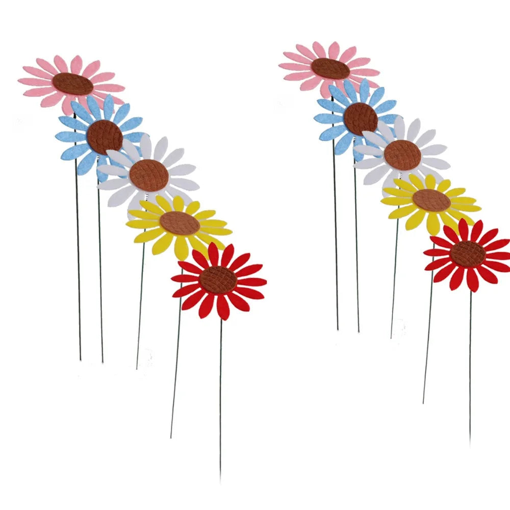 10pcs Metal Decorative Garden Stakes Colorful Art Flower Ground Stake Creative Garden Floor Plugs Potted Plants Oasis Select Style 1