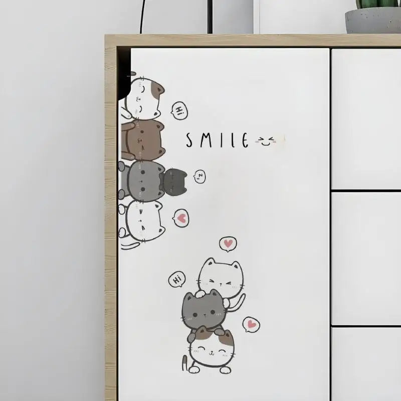 Cartoon Cat Wall Sticker PVC Decal – Kids Room & Home Décor