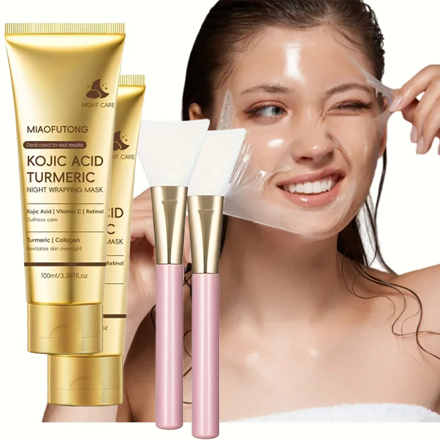 Kojic Acid Turmeric Overnight Peel Off Mask 100ml Hydrolyzed Collagen Brightening Skin Firming Korean Facial Treatment Oasis Select 2 pcs Option 1 100ml