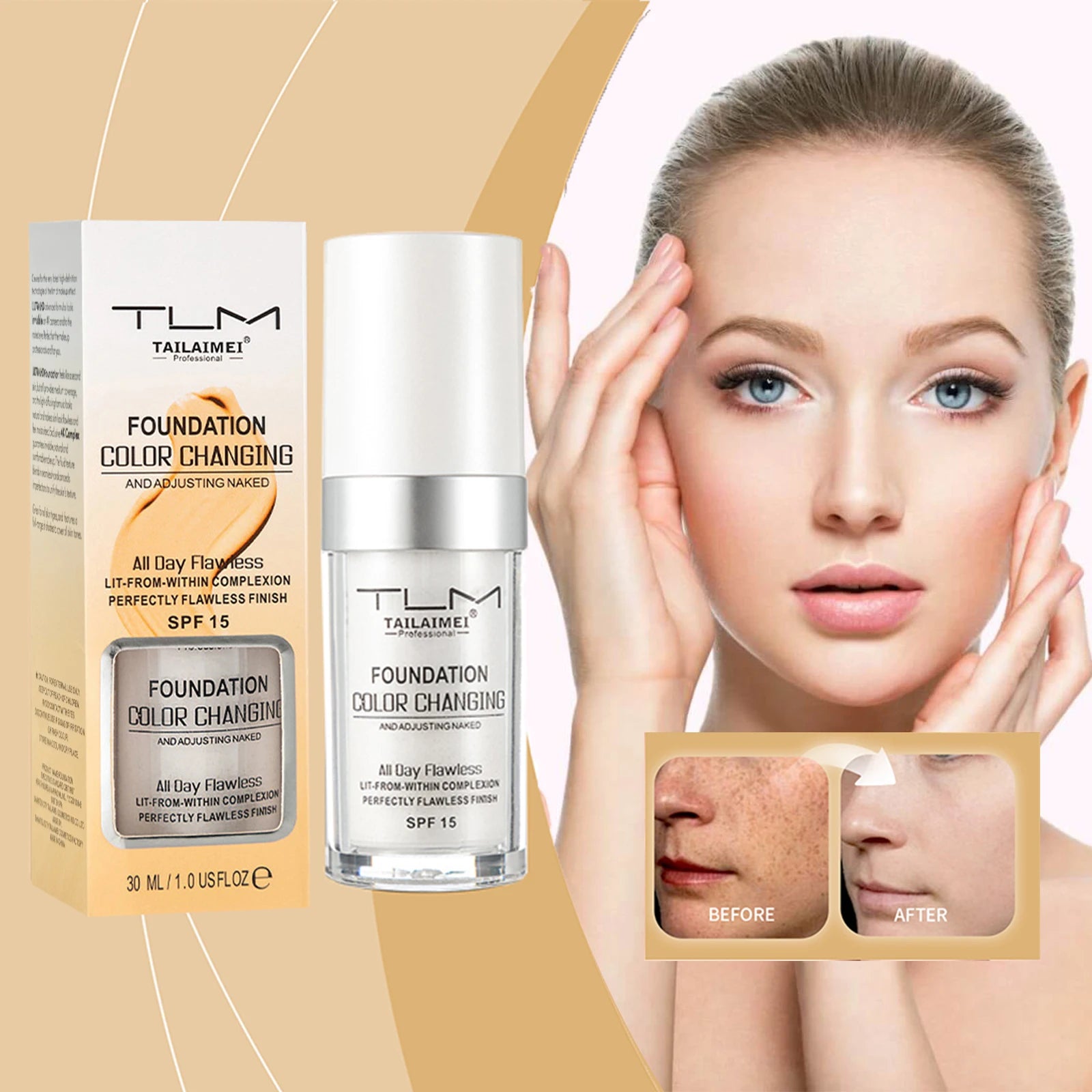 30ml Foundation Magic Color Changing Foundation Liquid Soft Matte Long Lasting Hydrating Makeup Base Maquiagem Korea Makeup Oasis Select