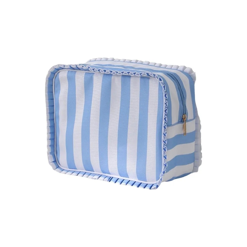 Ruffle Nylon Cosmetic Bag – Waterproof Zipper Makeup Organizer