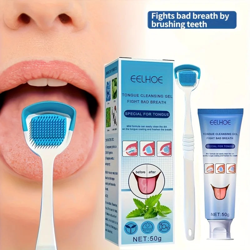 Tongue Cleaning Gel with Brush – Fresh Breath Oral Care 50g Tongue Cleaning Kit Oasis Select