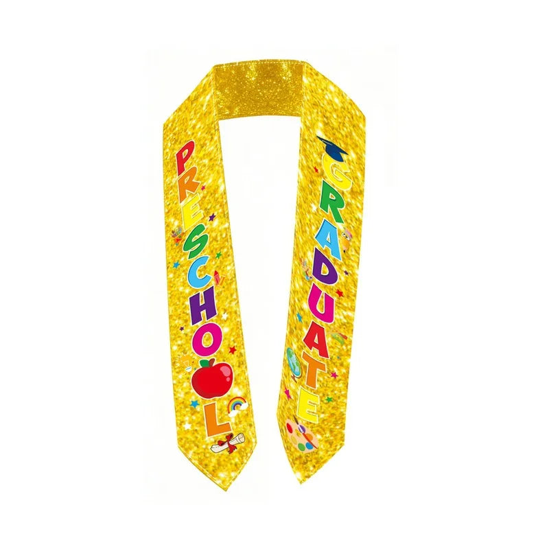 Kindergarten Graduation Stole Shiny Graduation Party Decorations Kids Graduation Sash Unisex For Class Photos Party Decorations Oasis Select Gold