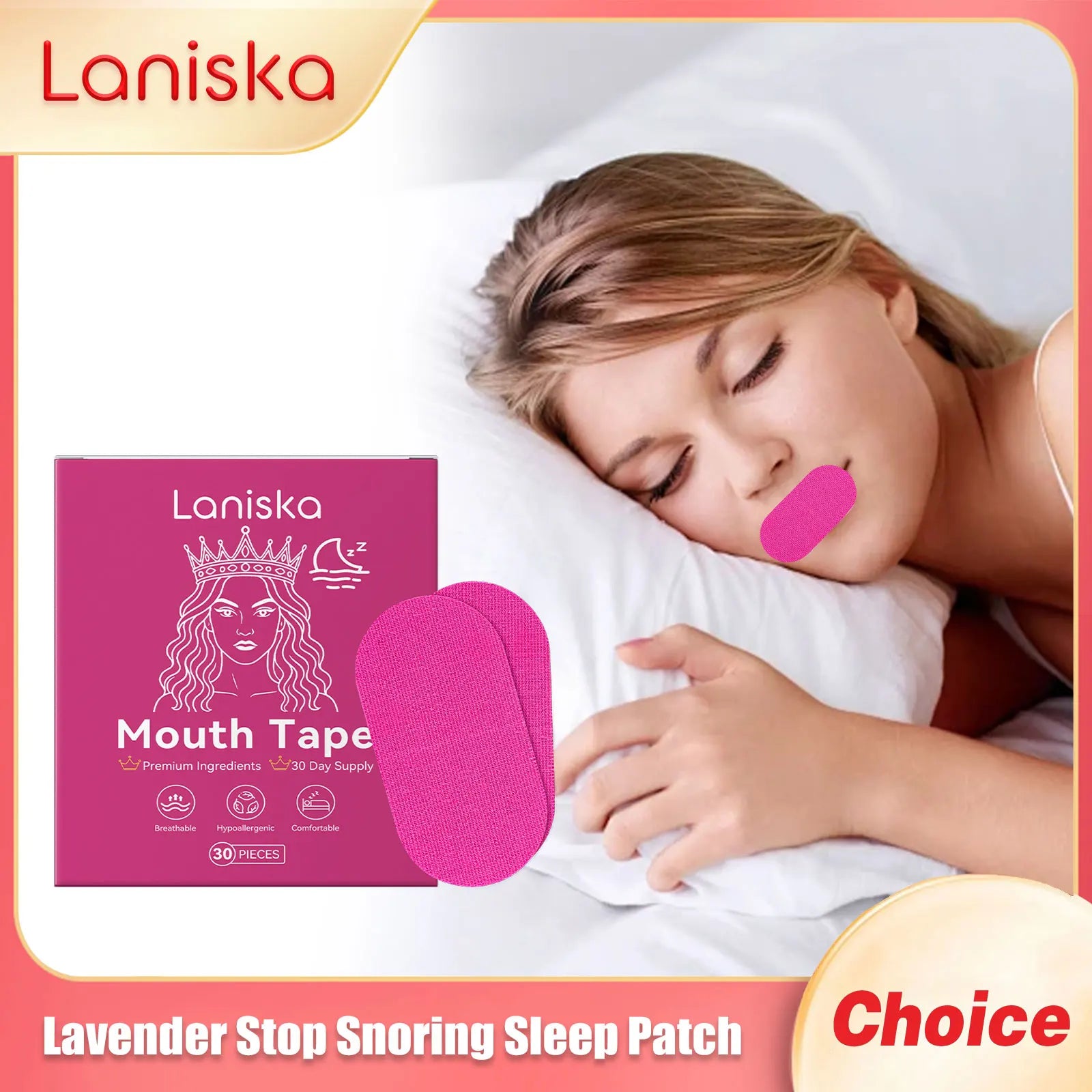 Laniska Lavender Stop Snoring Sleep Patch Enhance Breathing Easy Use Mouth Tape Children Adult Correction Night Sleep Care Patch Oasis Select