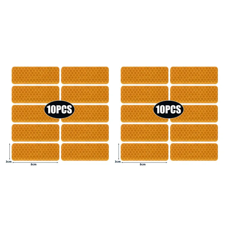 10/20/30pcs Reflective Strips Night Safety Warning Bicycle Motorcycle Stickers Motorbike Helemet Side Panels Decals Decoration Oasis Select 20pcs Orange