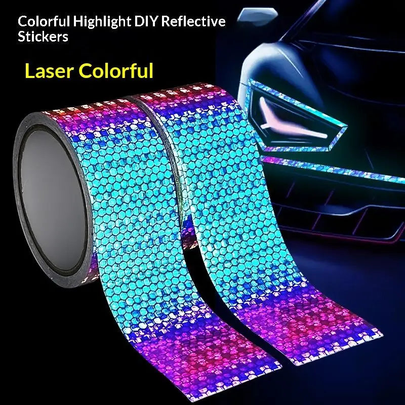 Night Reflective Strip Wheel Hub Warning Sticker Night Riding Colorful Laser High Viscosity Colorful Reflective Tape Sticker Oasis Select