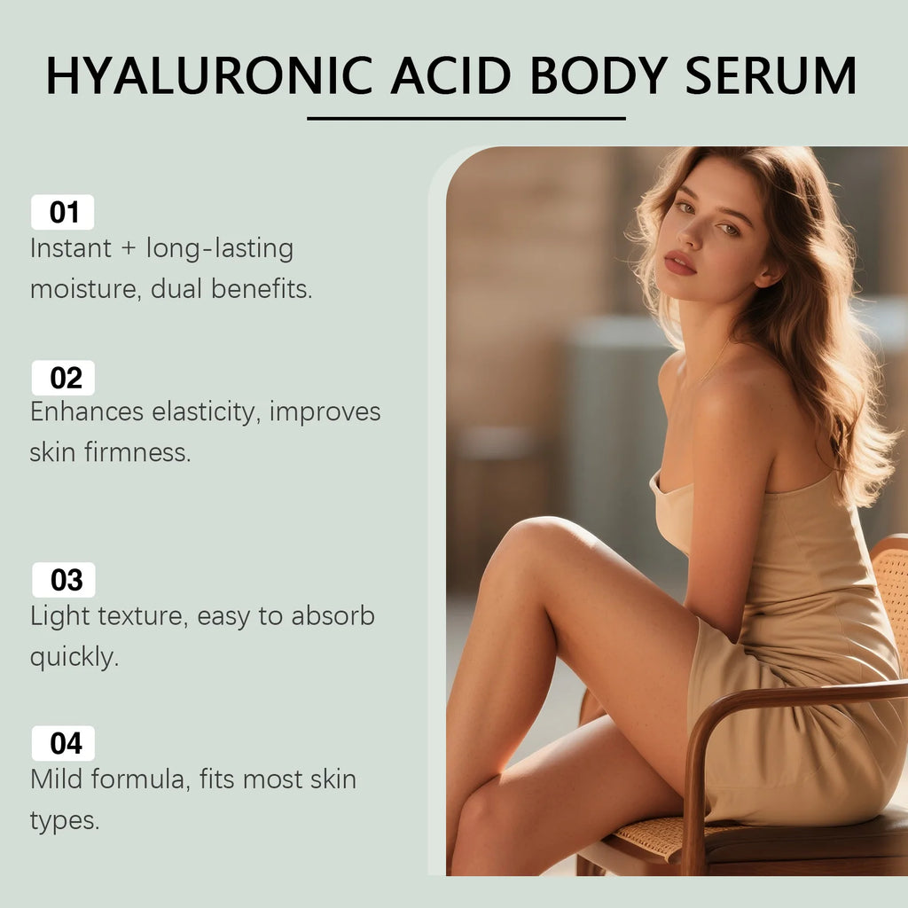 Hyaluronic Acid Body Serum Deep Hydrating Body Lotion for Smoother Plumper Looking Skin Lightweight Fast-Absorbing Body Care Oasis Select