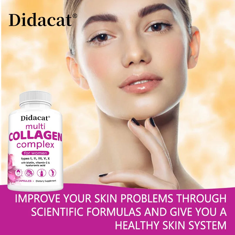 Multi-Collagen Complex Capsules – Types I II III V X + Hyaluronic Acid