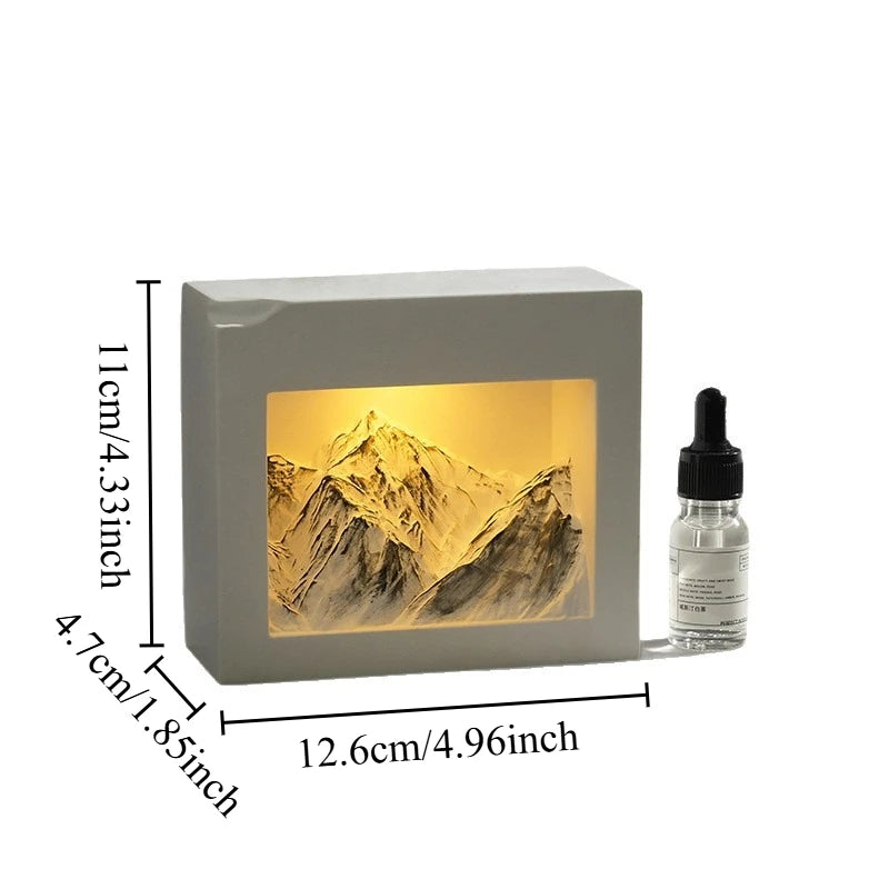 USB Aroma Diffuser Snow Mountain Stone Essential Oil Diffuser Aromatherapy Gift Box with 3 Color LED Light Home Fragrance Oasis Select
