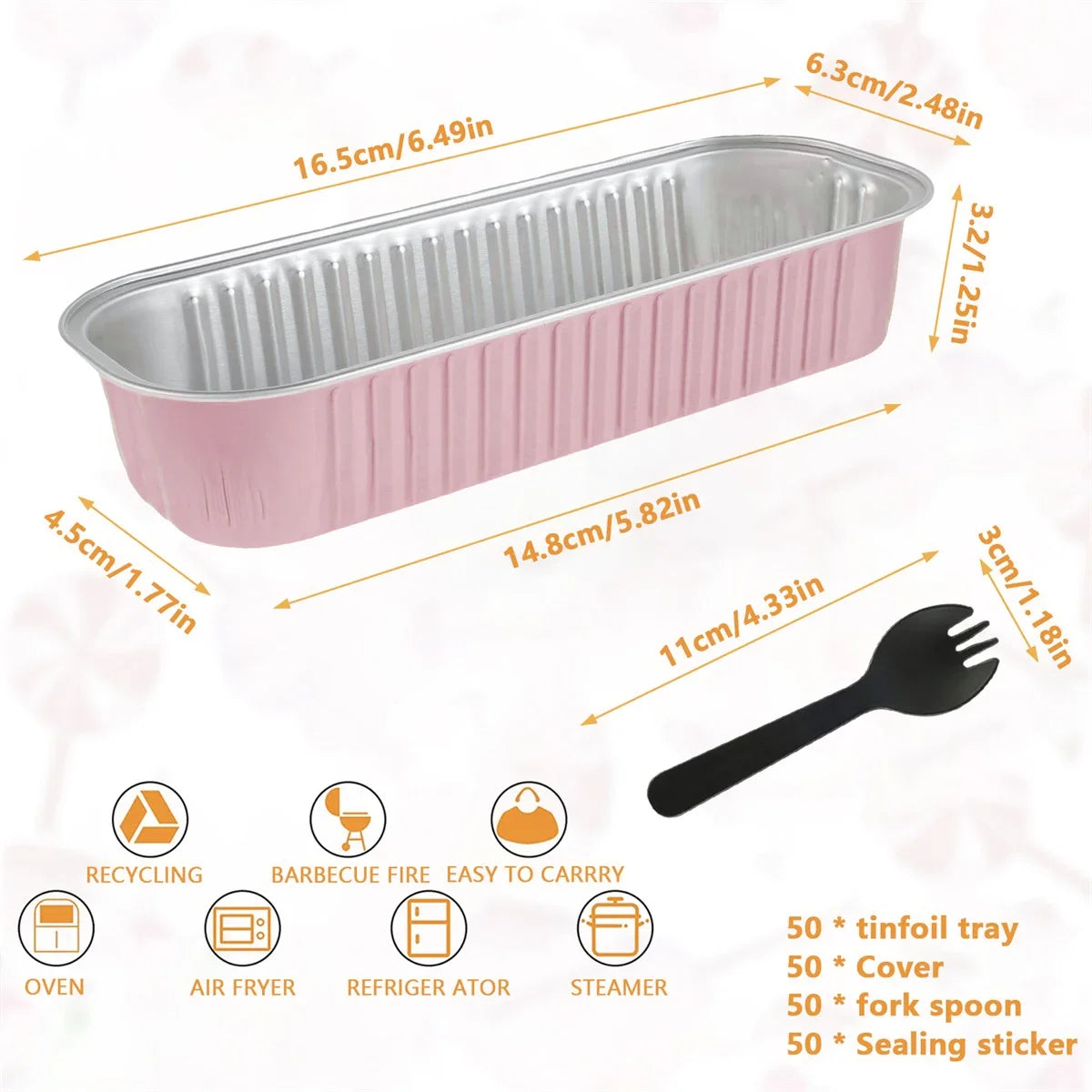 50-Set Mini Aluminum Foil Loaf Pans with Lids & Spoons 6.8oz Aluminum Foil Bakeware Oasis Select