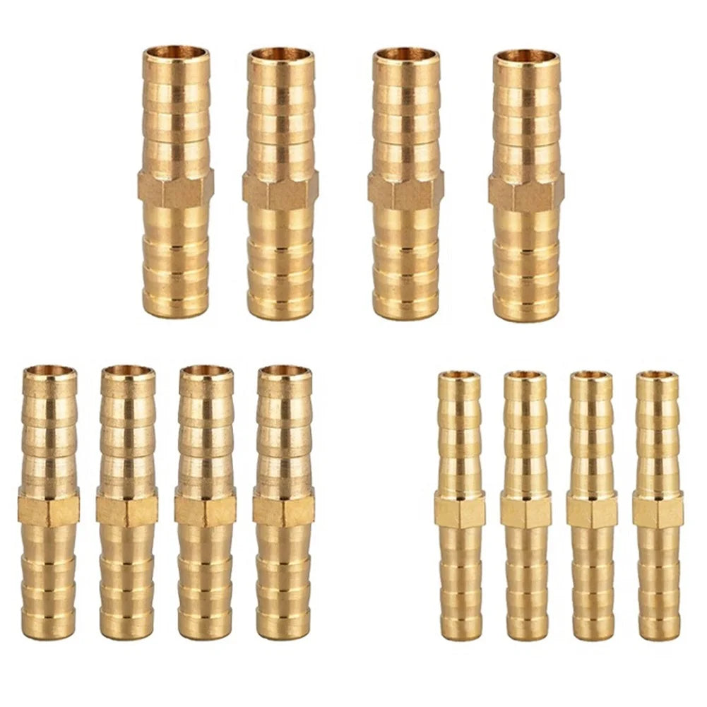 12pcs Brass Hose Connector 6/8/10mm Straight Barb Connector Reducer Adapter For Air Line Water Pipe Fuel Line Hardware Tool Oasis Select 12pcs
