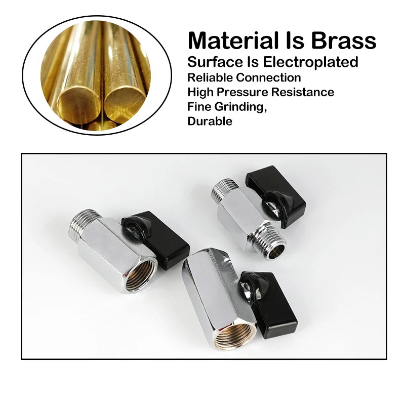 Mini Polished Copper Ball Valve PT1/8, 1/4, 3/8, 1/2 Switch Water Pipe, Gas and Electrical Dual Inside and Outside Oasis Select