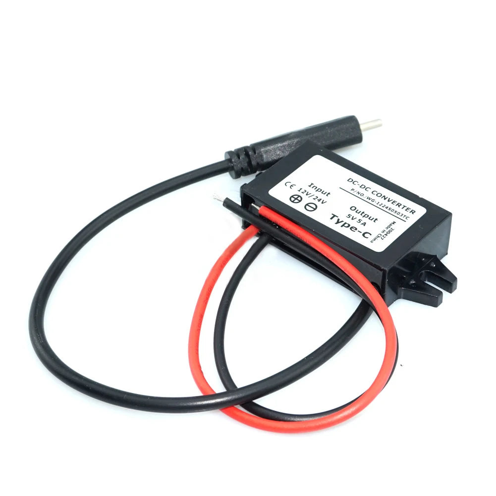 12V/24V To 5V USB C 5A 25W DC Converter Step-down Step Down Module Power Adapter Type C Wire Connector Oasis Select