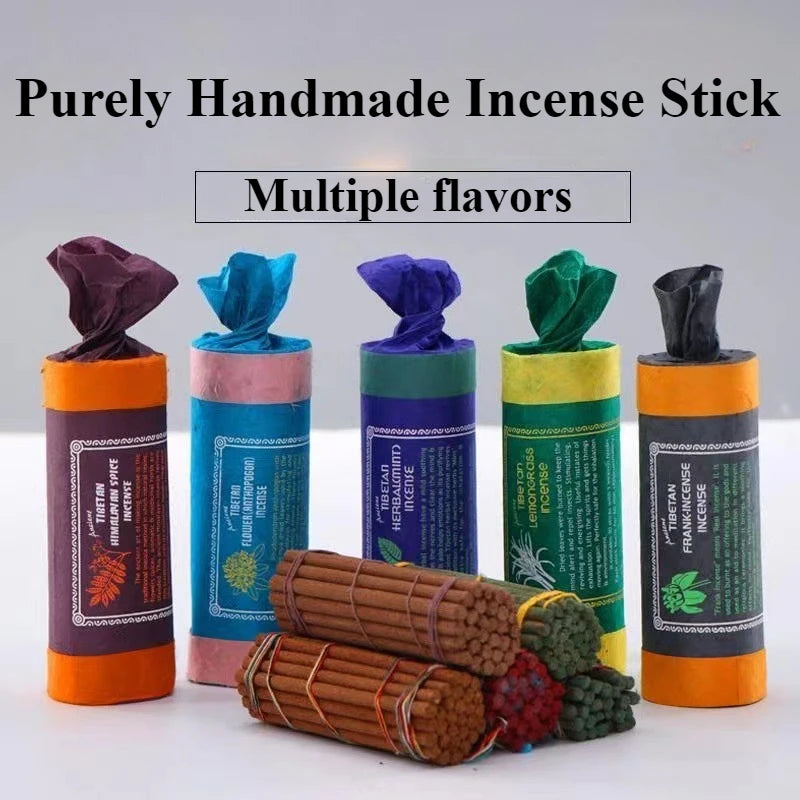 30PC Nepal Handmade Incense Sticks Ancient Tibetan Fragrance Colored Short Tube Thick Thread Incense Cedar Palo Santo White Sage Oasis Select