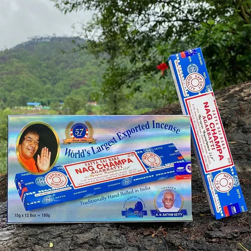12box/6box Satya India Stick Incenses White Sage Sandalwood Palo Santo Peruvian Sacred Wood Aromatherapy Home Incense NAG Champa Oasis Select