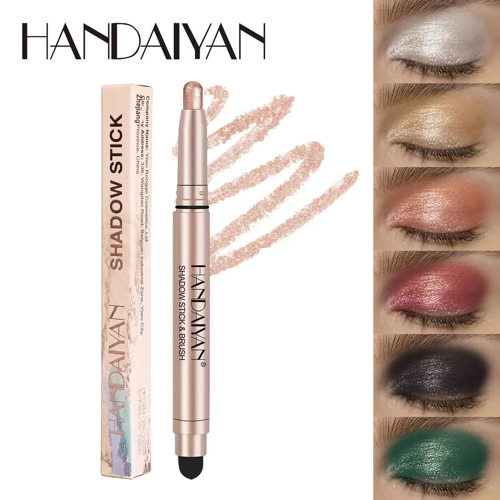 HANDAIYAN 12-Color Waterproof Shimmer Eyeshadow Stick + Brush