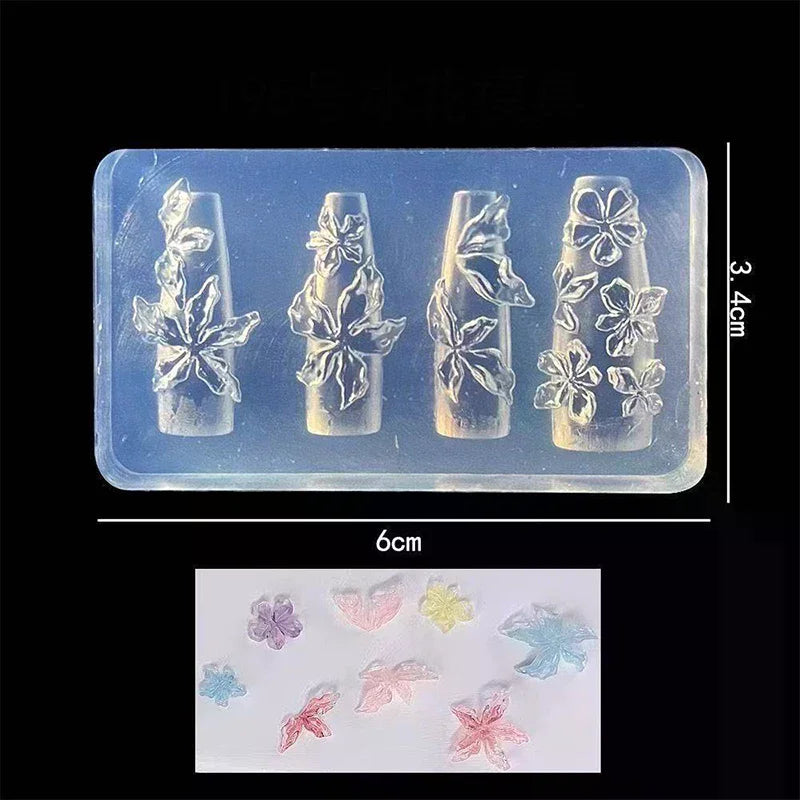 Flower Serie 3D Silicone Nail Accessories Carving Mold Ice Flower Lily Diy Template Nail Art Carving Mold Charms Oasis Select