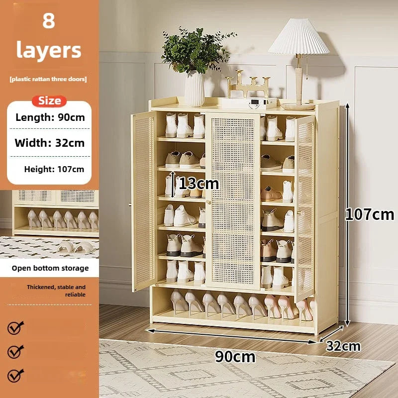 Multi-functional Shoe cabinet Household multi-layer shoe rack Entrance cabinet Large capacity storage dust aisle Oasis Select Milky White E