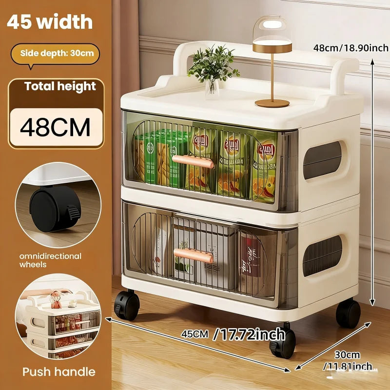 Drawer-style storage cabinet - A household portable storage unit for storing snacks and miscellaneous items in multiple layers. Oasis Select 45cm-2 layers-clear