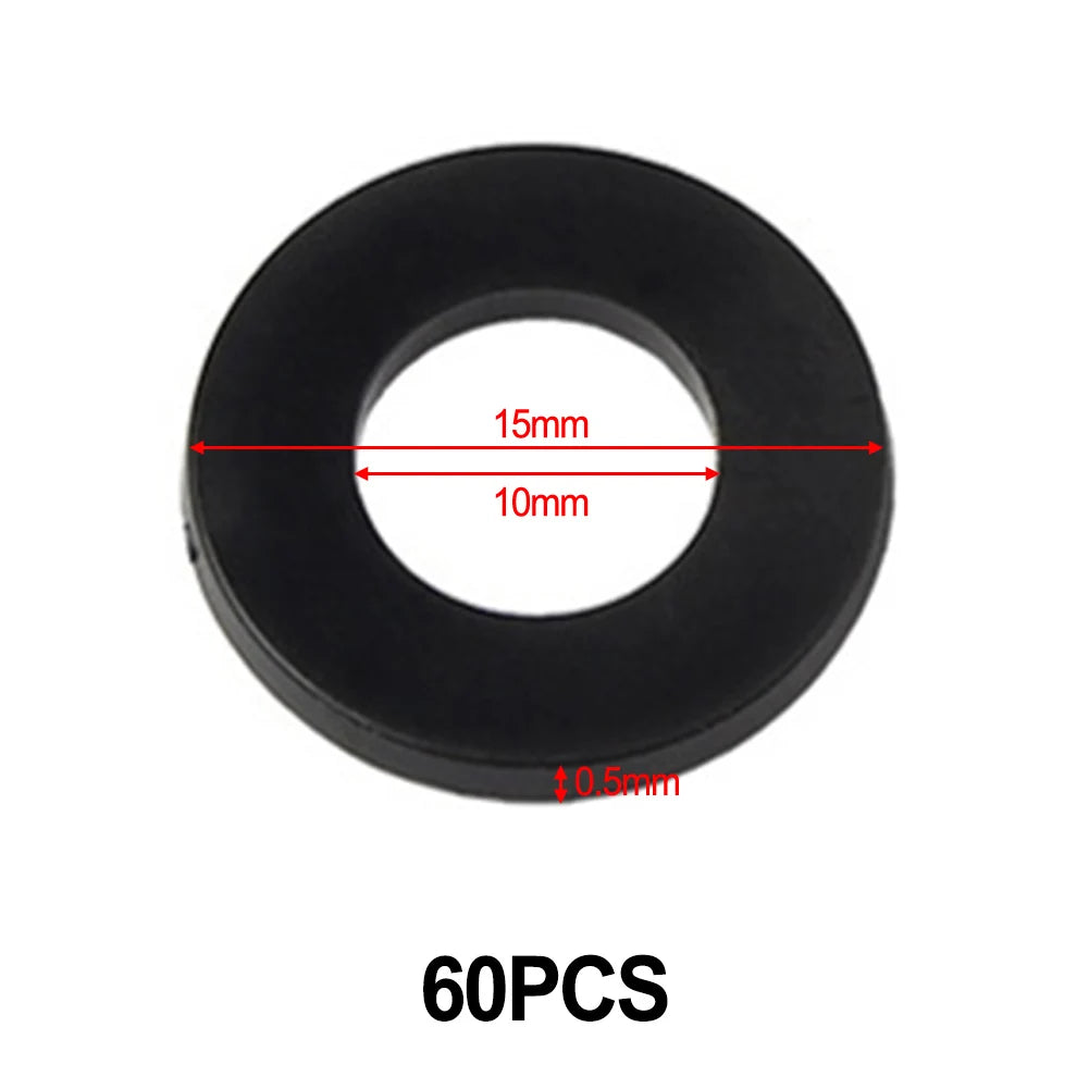 60pcs Fitting Rings Washer White Plastic For Interior Doors Washer Hinge 0.5-1.2mm Insulation Flat Gasket Oasis Select 15x10x0.5mm