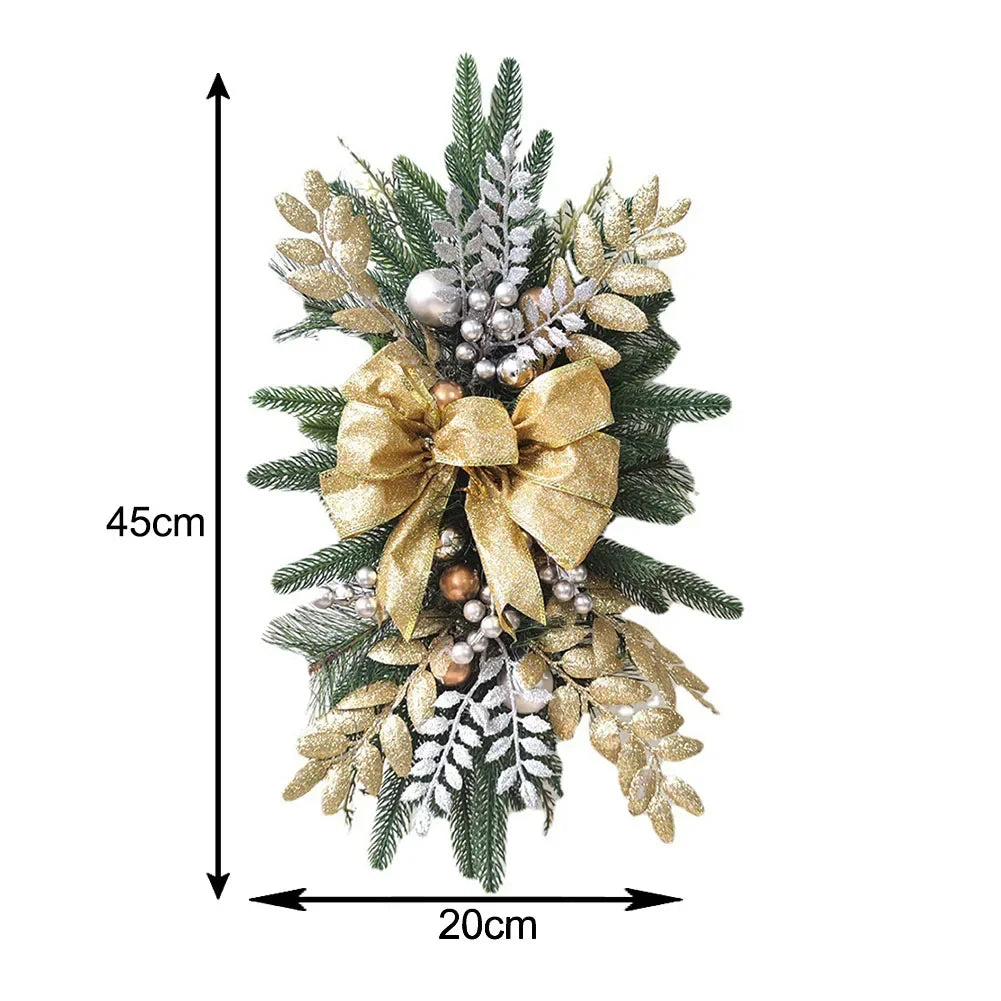 Gold/Red/Green Christmas Ornaments Berries And PVC Branches Bows And Pine Cones Cordless Pre-installed Light Hanging Loops Oasis Select