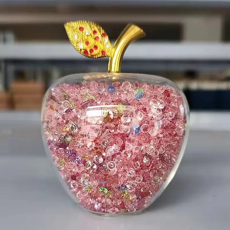 Colorful Crystal Craft Apple Statue Glitter Glass Crystal Home Decor Christmas Eve Ornaments Gift Christmas Eve Ornaments Home Oasis Select color pink