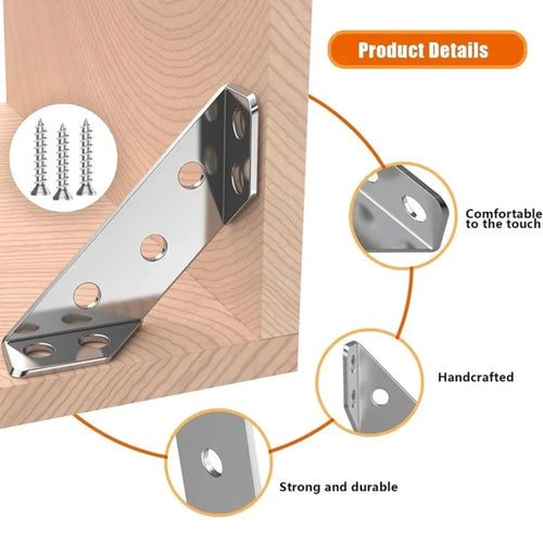 10/20/40pcs Thickened Stainless Steel Angle Code 90 Degrees Right Angle Fixed Bracket Furniture Connectors Oasis Select