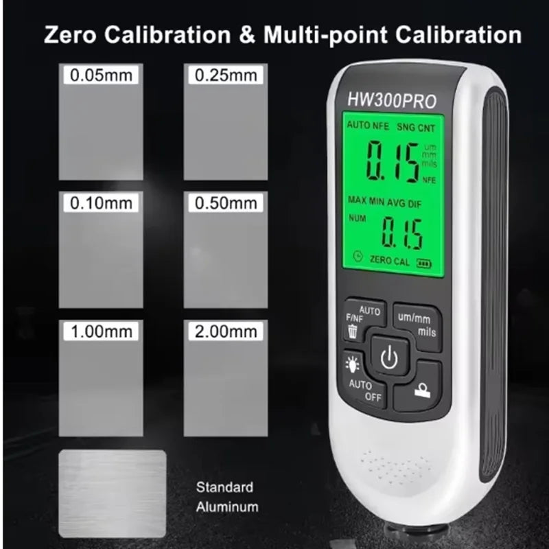 HW-300PRO Car coating thickness gauge 0-2000UM Fe and NFe Paint Thickness Tester Manual Coating Meter Paint Automotive Tools Oasis Select