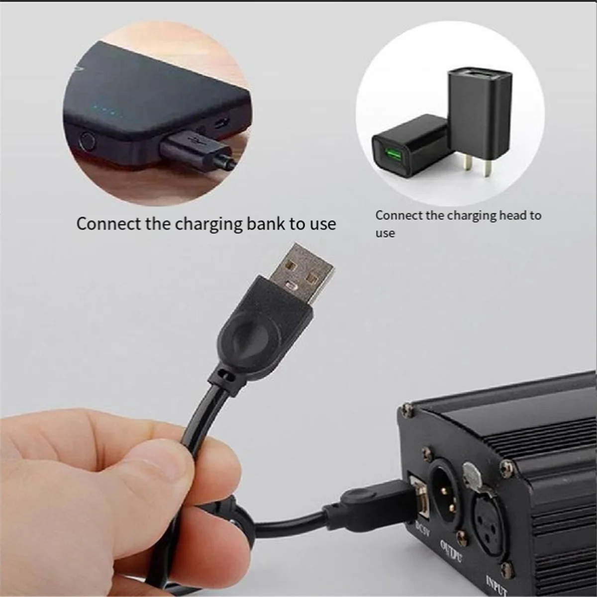 1-Channel 48V Phantom Power Supply with XLR 3 Pin Microphone Cable for Condenser Microphone Music Recording Equipment Oasis Select