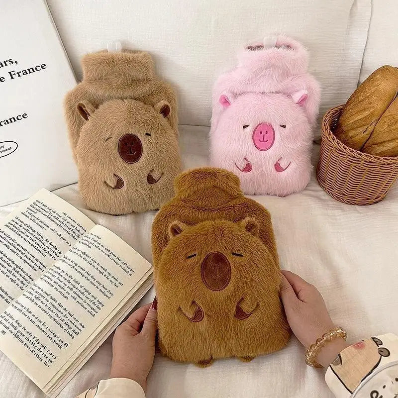 Capybara Hot Water Bottle 1000ml with Plush Cover | Hand Warmer