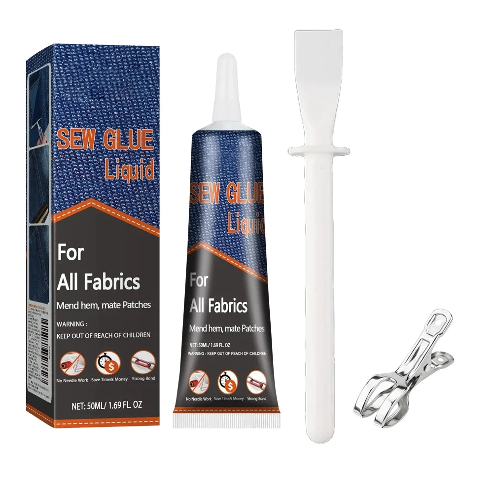 50ml Fabric Sewing Glue Fast Drying Clothes Mending Liquid Leather Repair Patches Kit With 2 Tools High Viscosity Craft Supplies Oasis Select 50ml