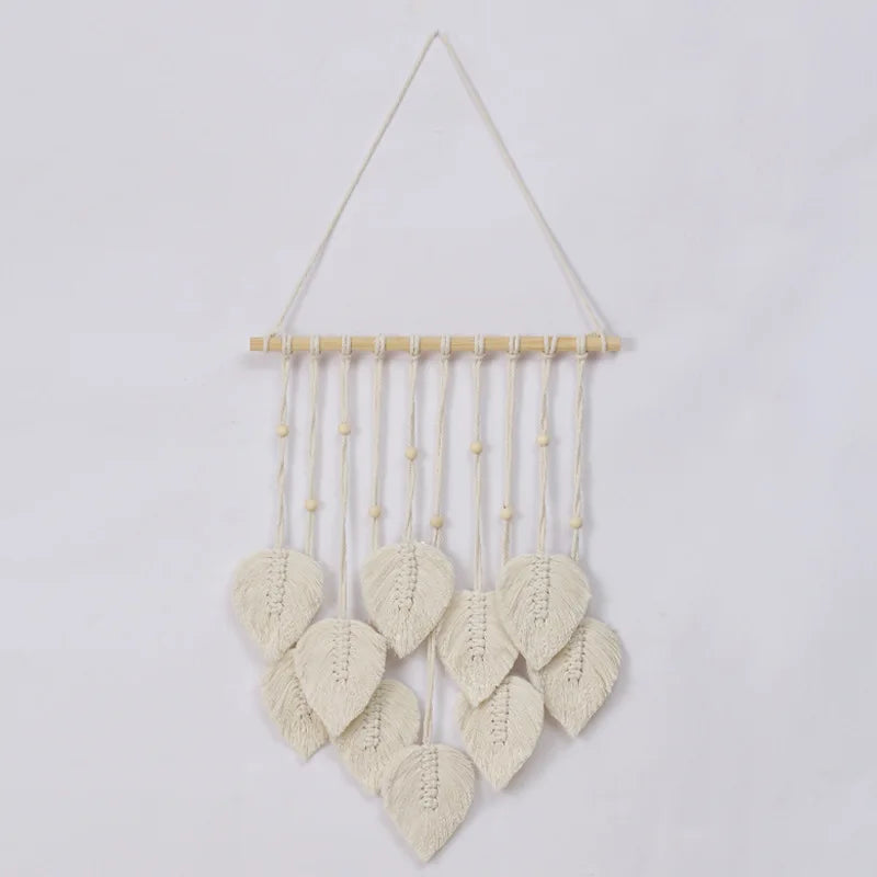 1 Piece Macrame Leaf Garland Jungle Nursery Decor Green Theme Classroom Room Decoration Mothers Day Gift Boho Style Oasis Select WHITE