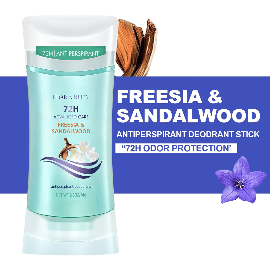 Flora Ruby Deodorant Stick, Deodorant Balm, 72 hours Long lasting and refreshing, Floral fragrance Natural Formula Oasis Select Fressia