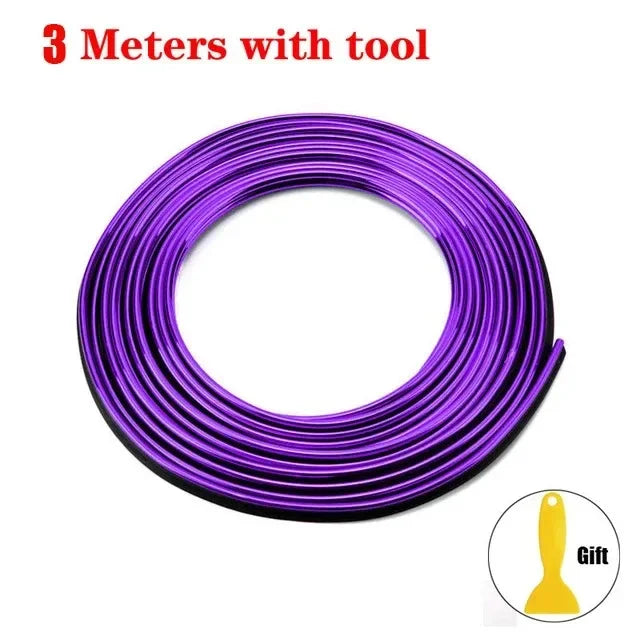 Car interior trim strips universal car gap fillers automobile molding line decorative accessories DIY flexible strip garnish Oasis Select 3M purple 2pcs
