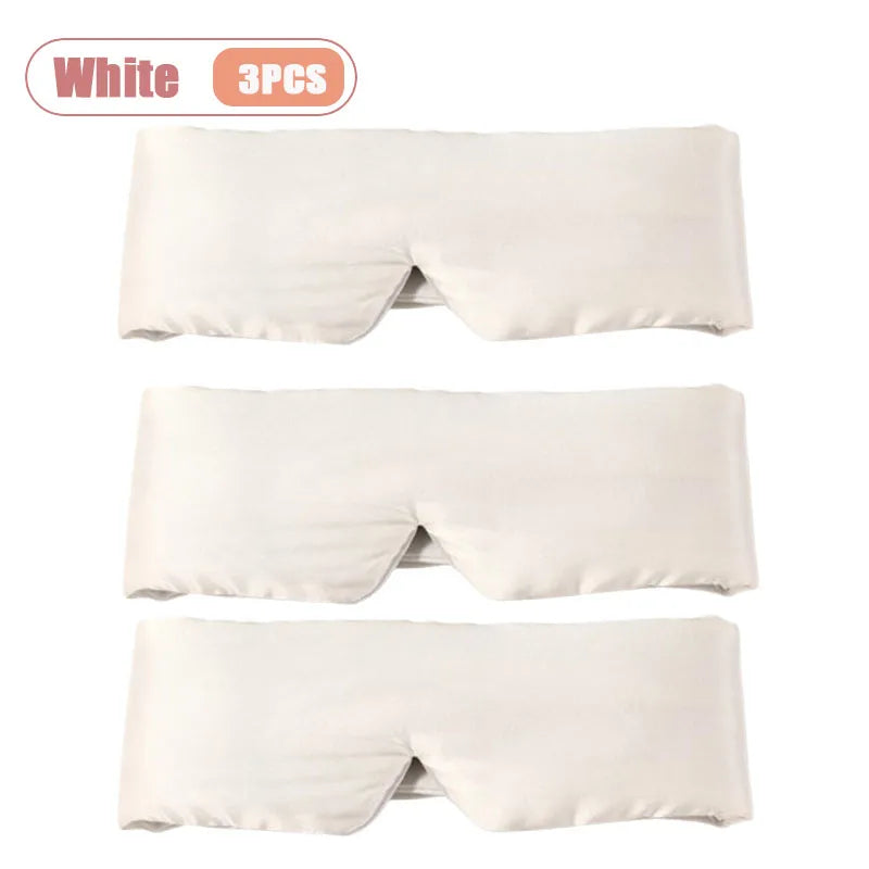 1-10PCS Silk Feel Sleep Mask Embroidered Floral Light Blocking Eye Cover for Women Men Travel Midday Nap Home Weighted Oasis Select White-3PCS