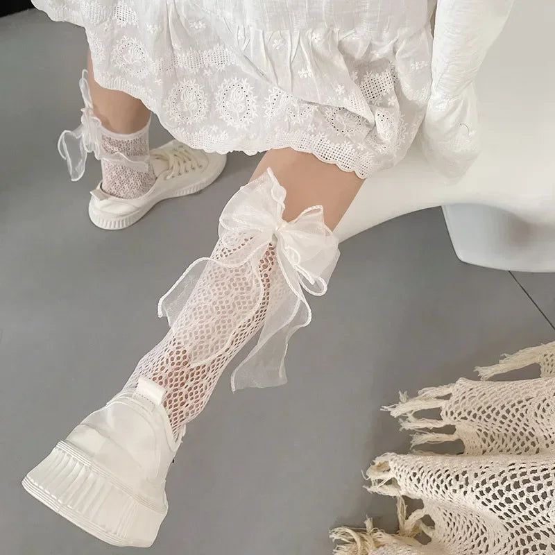 1-10PCS Summer Lace Ruffle Knee High Socks for Girls Moisture Wicking Breathable Princess Long Stockings for Kids Oasis Select