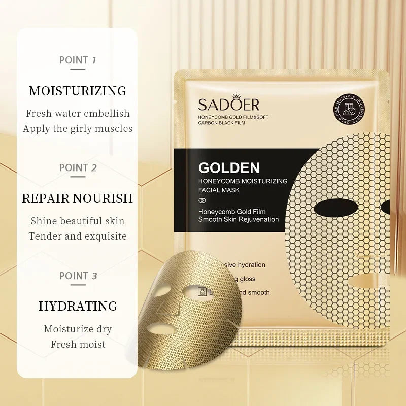 Golden Honeycomb Facial Mask – Oil Control & Brightening 10 Pack Sheet Face Mask Oasis Select