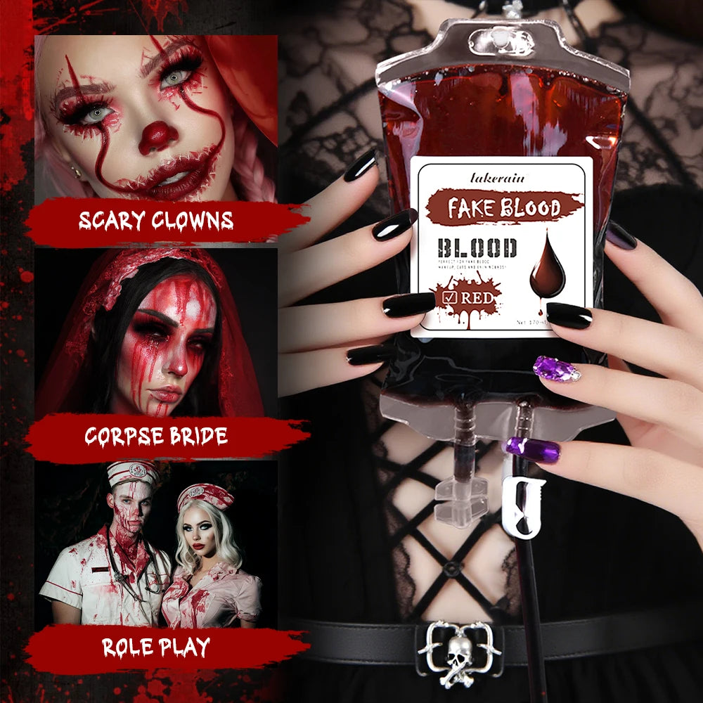 Halloween Fake Blood Makeup Coagulated Realistic Washable SFX for Zombie Monster Mouth Clothes Body Paint Halloween Cosmetics Oasis Select
