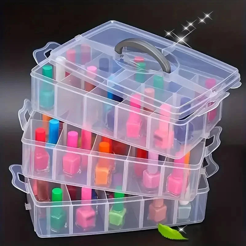 3-layer transparent storage box, stackable storage box, portable craft bead plastic box, jewelry storage box, storage tray Oasis Select