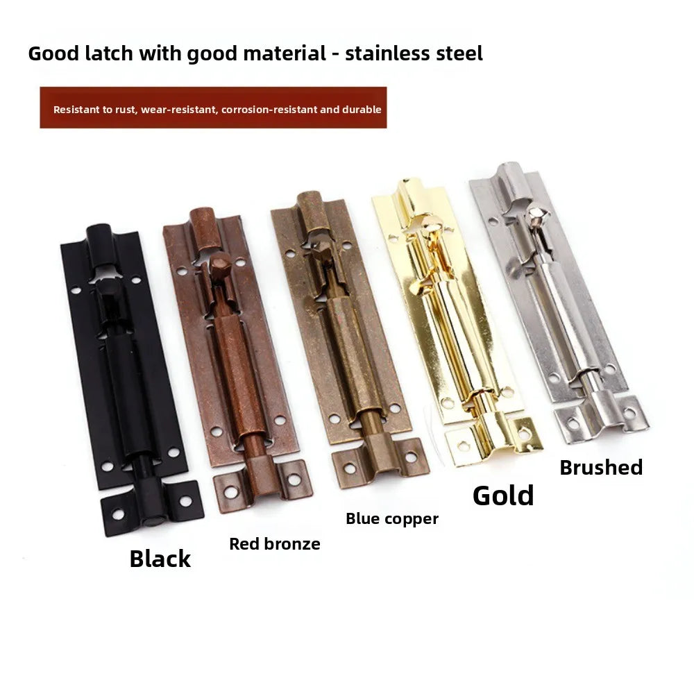 Black Door Lock Barrel Aluminum Alloy Door Lock Latch for Home Hardware Gate Safety Door Bolt Tower Window Catch Lock Silver Oasis Select